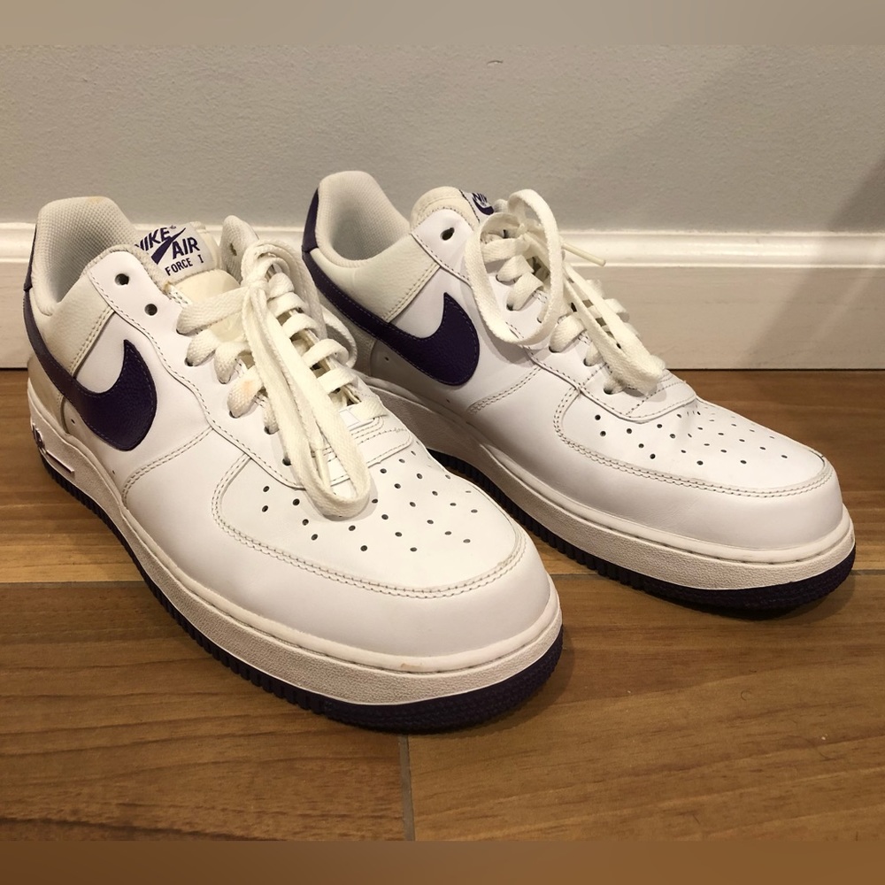 Mens nike Air Force 1 white with purple check 10.5